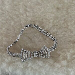 Elegant vintage rhinestone Silver Bow Bracelet